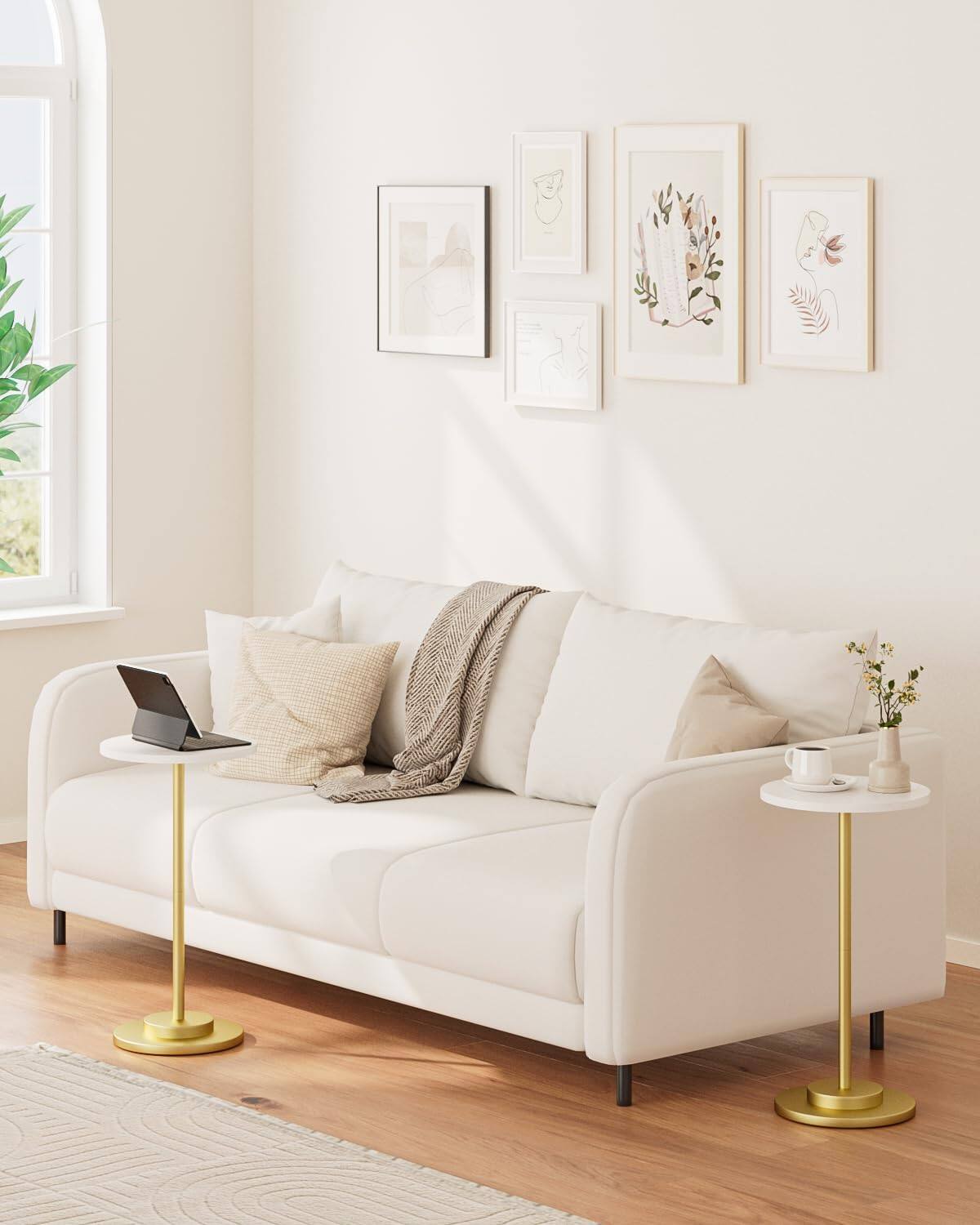 Alt View 3. PO3TICJUNKI3 - Drink Table Round Side For Spaces Pedestal End With Metal Base Living Room Bedroom Bathroom - 05.rustic Brown.