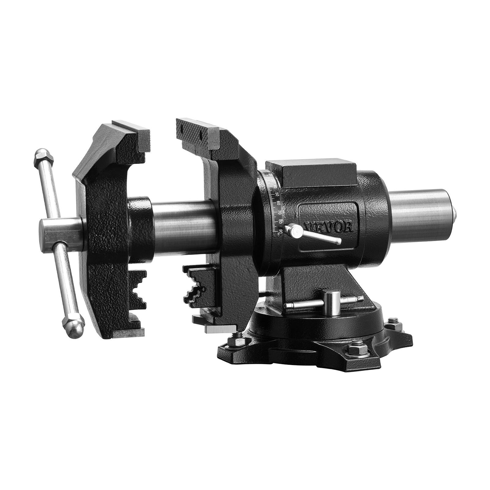 Alt View 5. VEVOR - Heavy Duty Bench Vise, 5.5" Jaw Width, Double Swivel Rotating Multi-Purpose Bench Vise, with 360° Locking Swivel Base - Black.