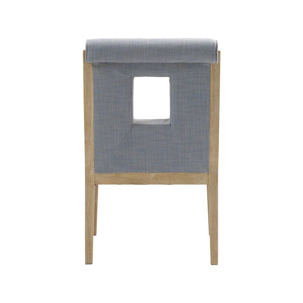 Alt View 4. Meridian Furniture - Gwendolyn Light Blue Linen Textured Fabric Dining Arm Chair - Blue.