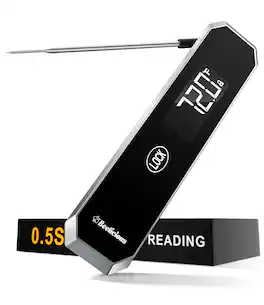 Beelicious - 0.5 Sec Instant Read Meat Thermometer,IP67 Waterproof 18/8 Stainless Steel for Cooking, Grilling, BBQ, Smoker, Candy - Black