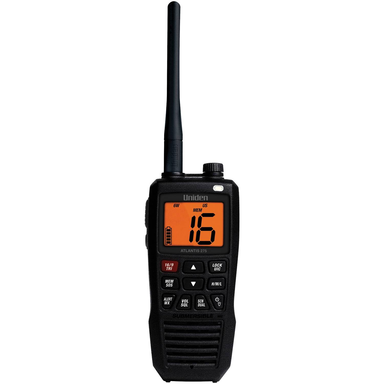 Uniden - Atlantis 275 Atlantis 275 Floating Handheld 2-way Vhf Marine Radio - Black