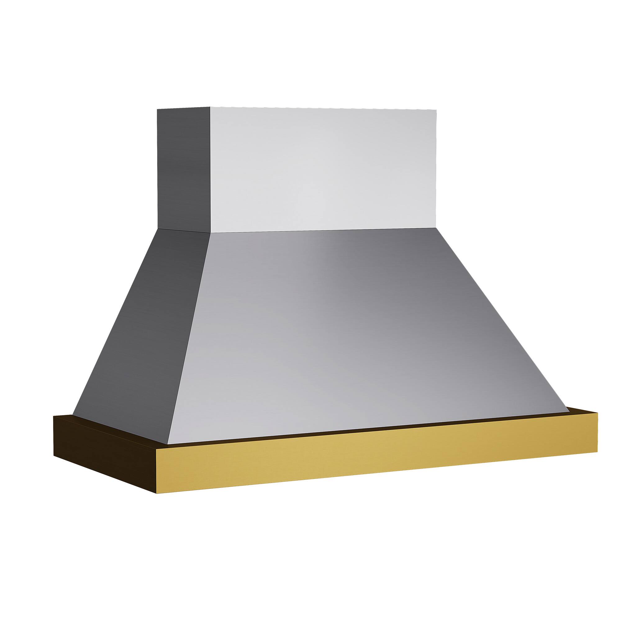 Angle. Kucht - 48" Wall Mount Range Hood 900 CFM – Stainless Steel & Gold Accents - Stainless Steel & Gold.