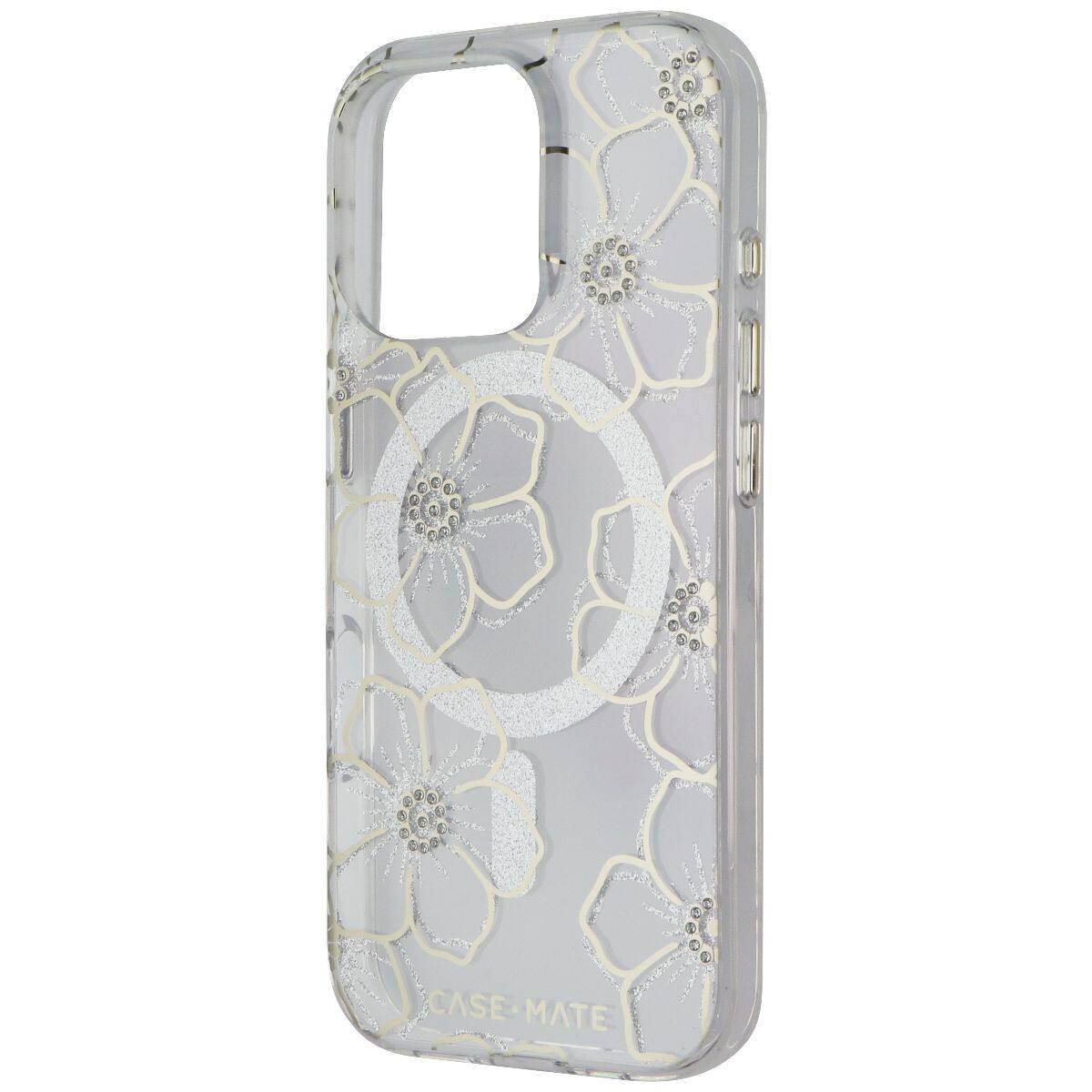 Case-Mate - Hard Case for MagSafe for Apple iPhone 16 Pro - Floral Gems - Clear