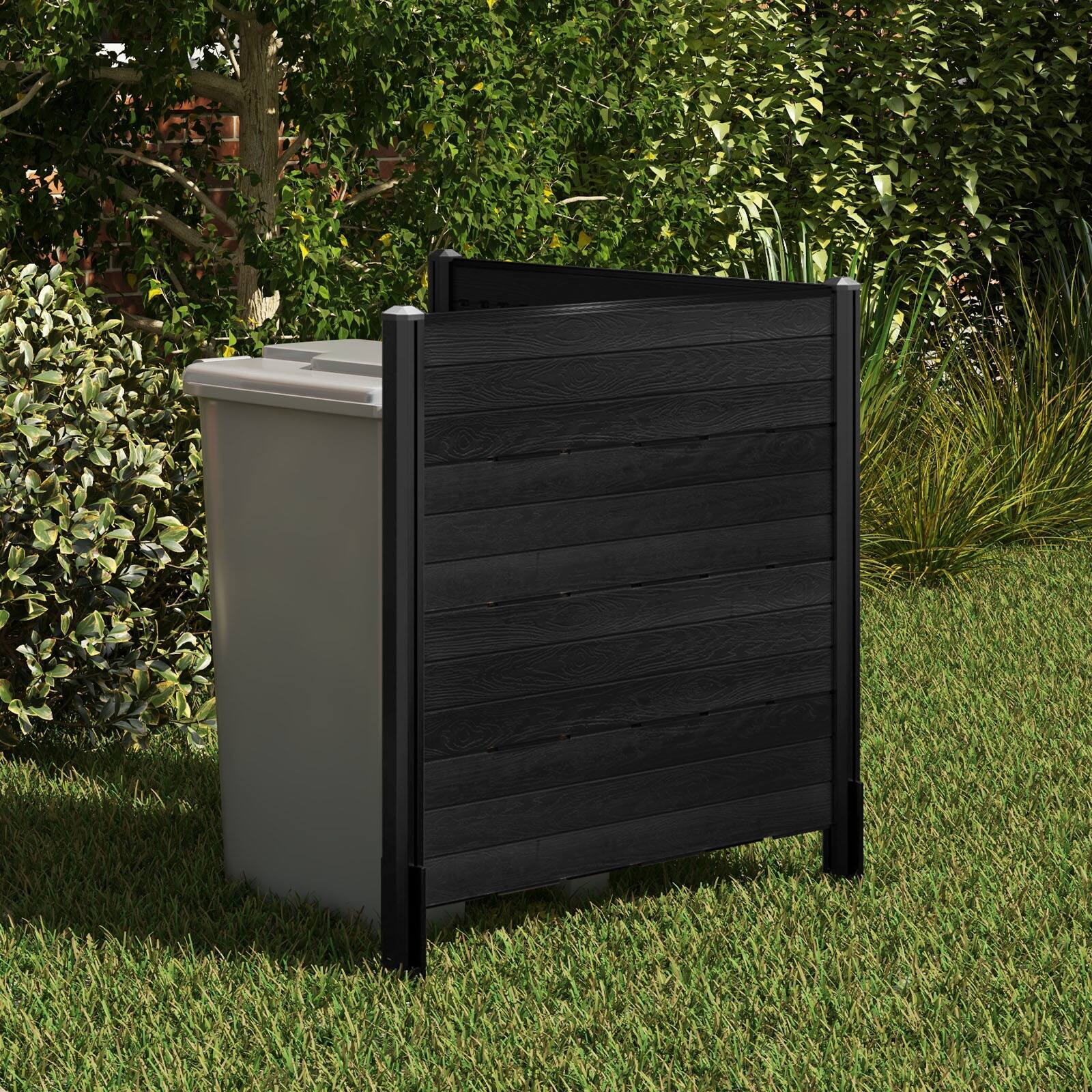 Alt View 1. Gymax - Gymax 48'' L x 46'' H Air Conditioner Fence Outdoor Privacy Fence Screen 5 Ground Stakes - Black.