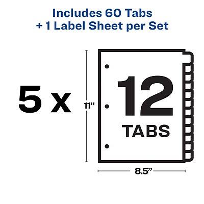 Includes 60 Tabs + 1 Label Sheet per Set

5 x 11" 12 TABS 8.5"