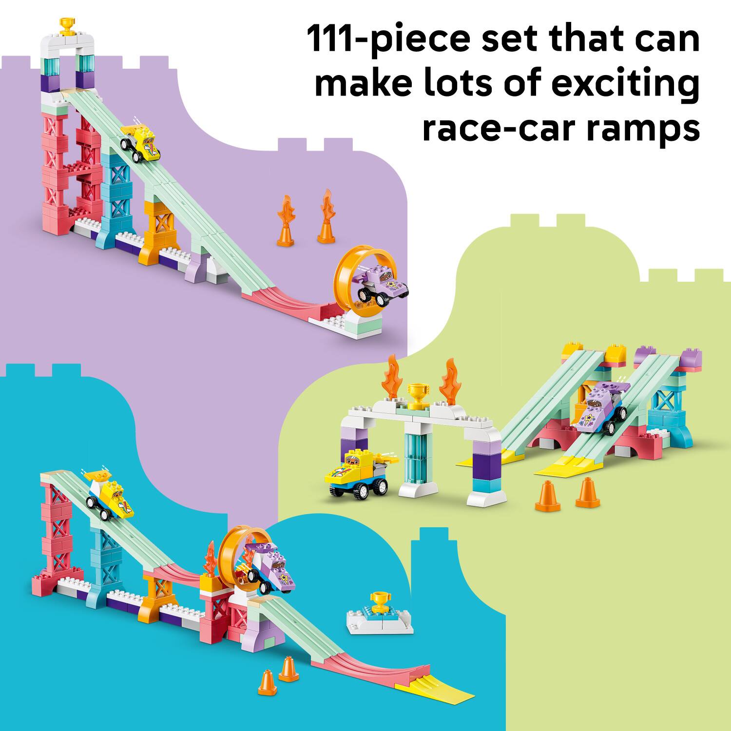 111-piece set that can make lots of exciting race-car ramps