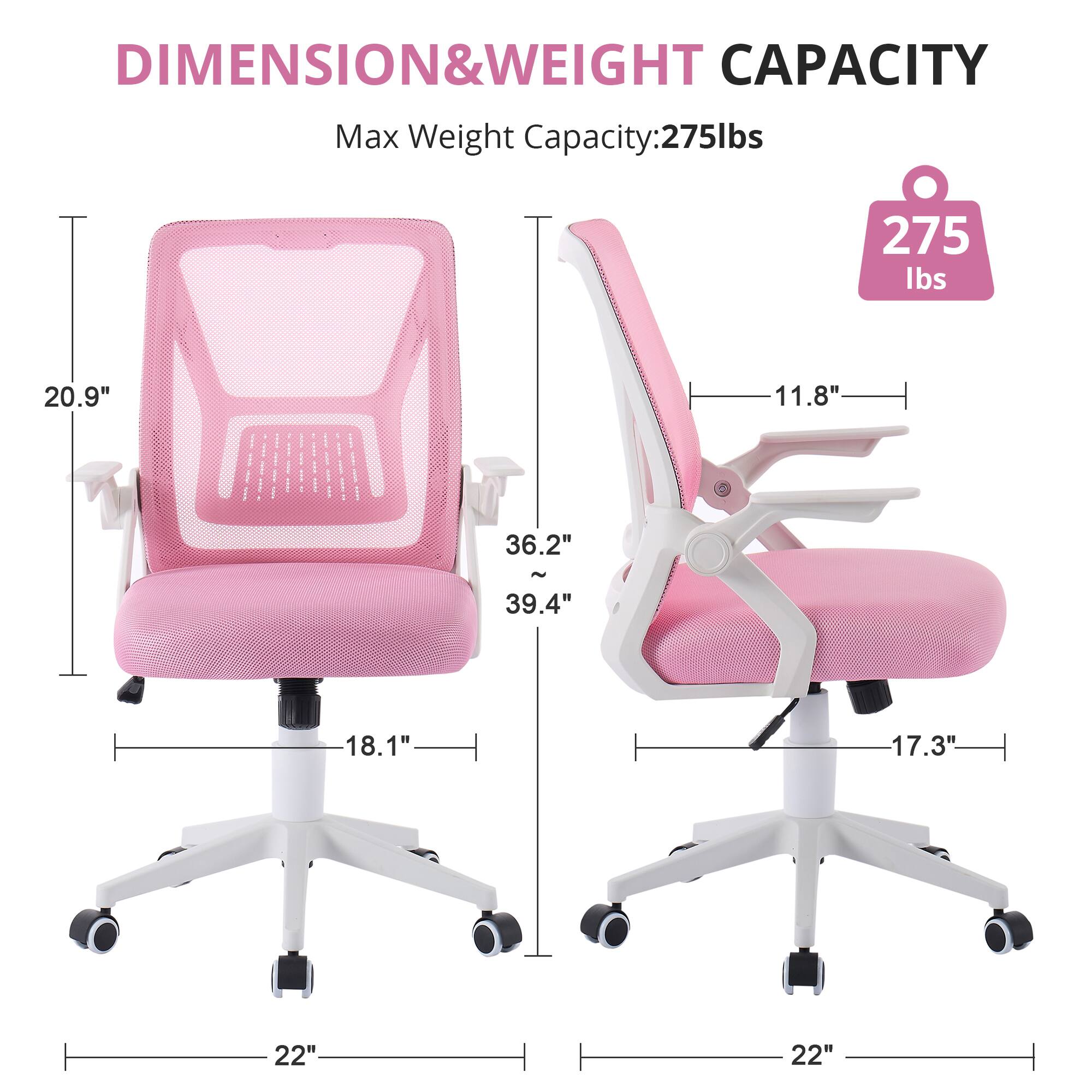 DIMENSION & WEIGHT CAPACITY

Max Weight Capacity: 275 lbs

- Height: 36.2" - 39.4"
- Width: 20.9"
- Depth: 18.1"
- Seat Height: 17.3"
- Base Diameter: 22"
- Armrest Height: 11.8"