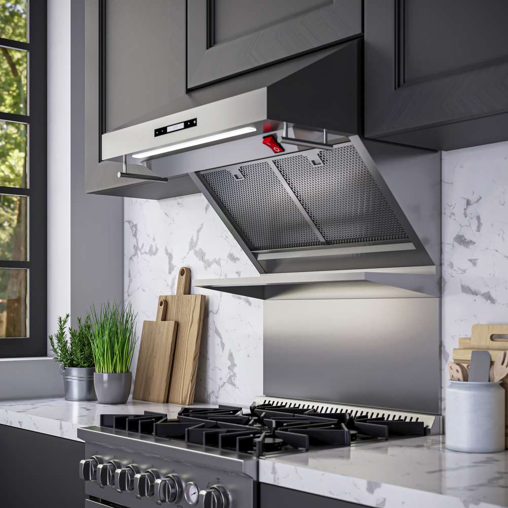 Alt View 3. Forno Appliances - Savona 30" Vented Wall Mounted Hybrid Range Hood - Silver.