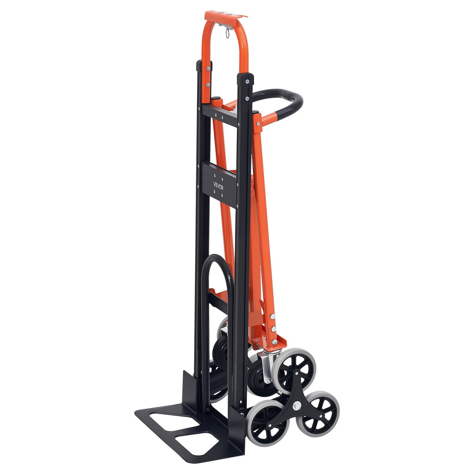 Alt View 5. VEVOR - 3 in 1 Industrial Convertible Stair Climbing Cart, 770 lbs Max Load, Folding Hand Truck Dolly with Handle & Wheels - Black + Orange.