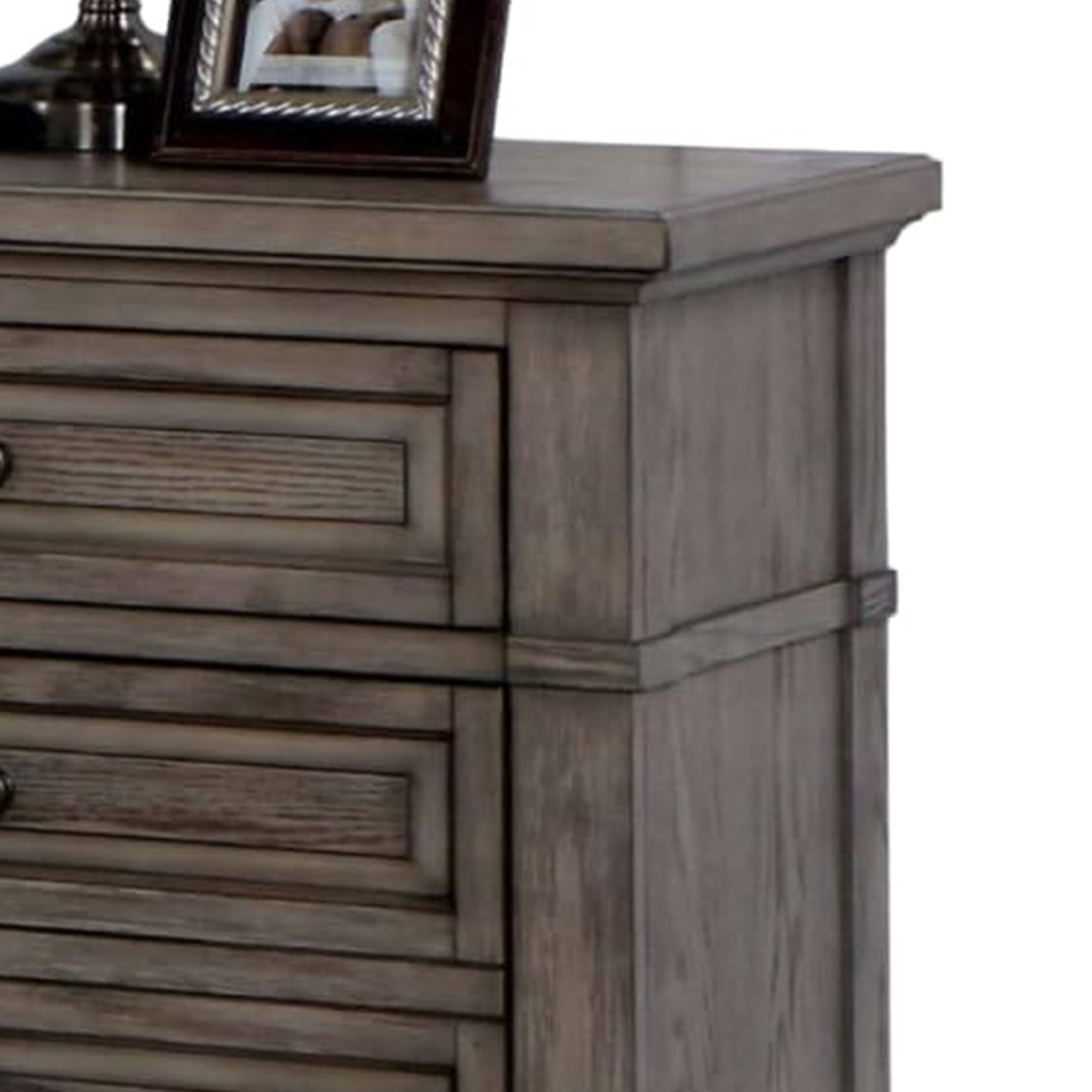 Alt View 2. Manhattan Lane - Jimbo Nightstand with USB Port and Hidden Drawer, Solid Wood - Warm Gray, Bronze.