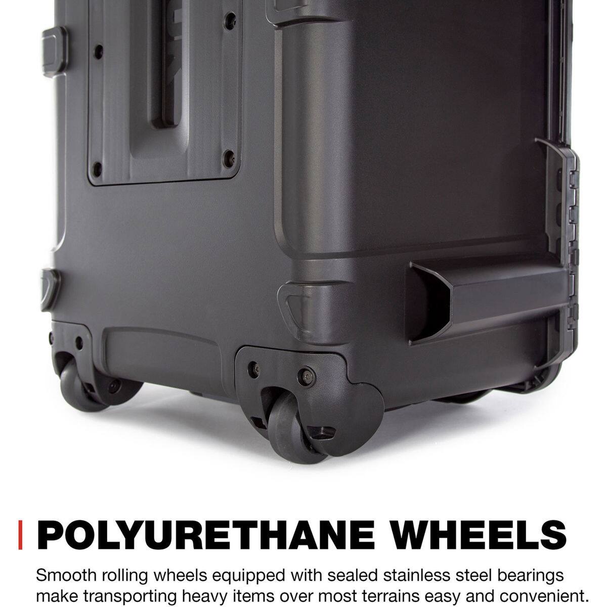POLYURETHANE WHEELS

Smooth rolling wheels equipped with sealed stainless steel bearings make transporting heavy items over most terrains easy and convenient.