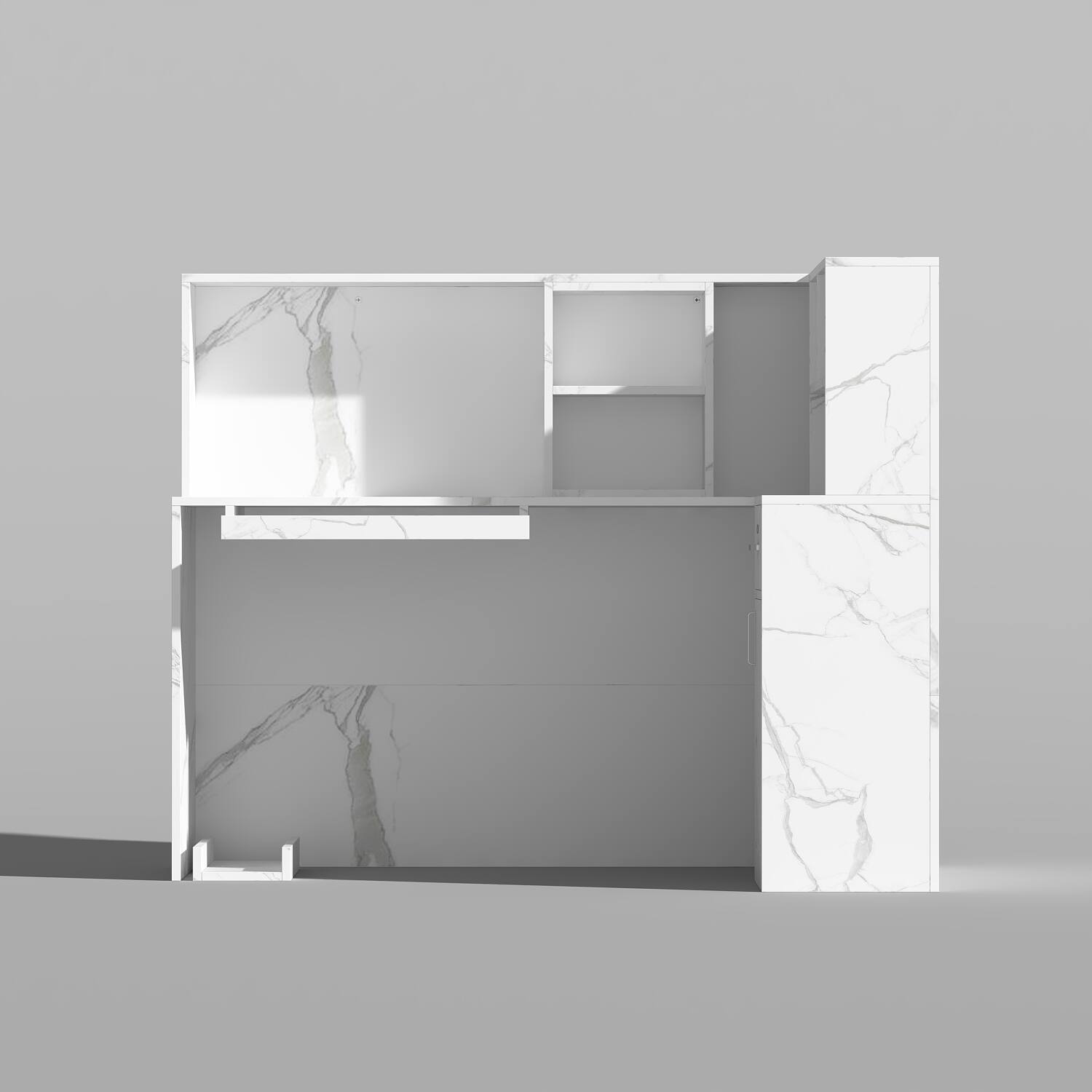 Back. Famapy - Famapy Office Reception Desk: Functional Storage, Sleek Design Working Desk for Workspaces - White.