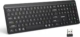 TECKNET - Rechargeable Bluetooth Keyboard, 2.4G Wireless, Full-size Ergonomic Silent - Black