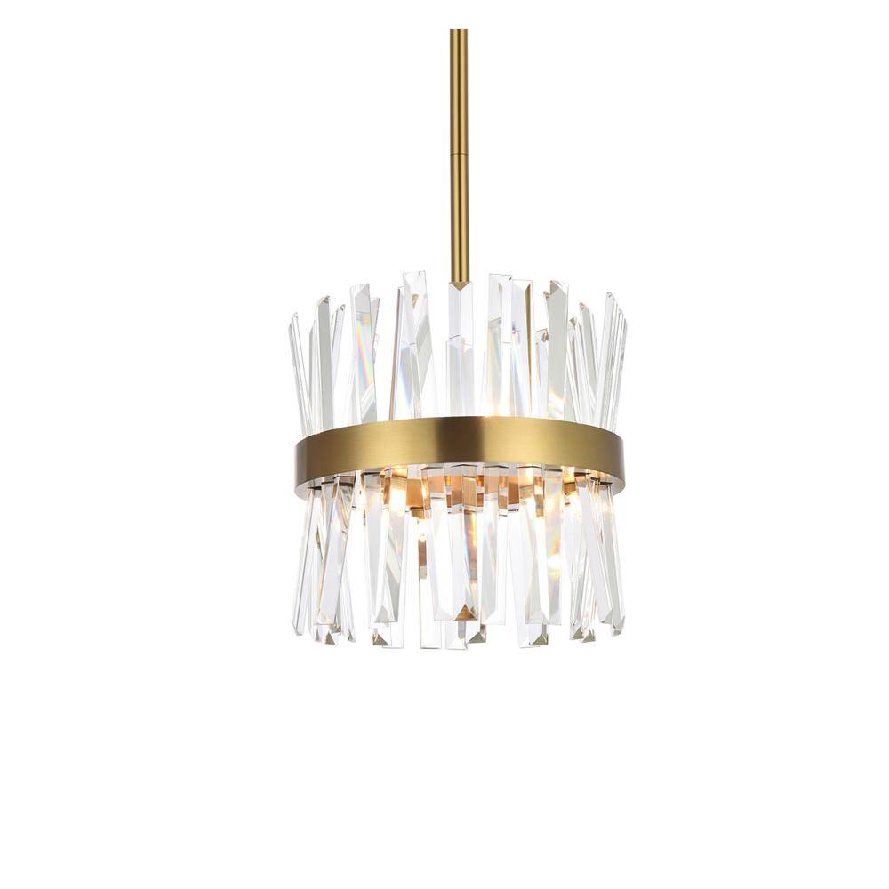 Alt View 4. Elegant Lighting - Serephina 12 inch crystal round pendant light in satin gold - Satin Gold.