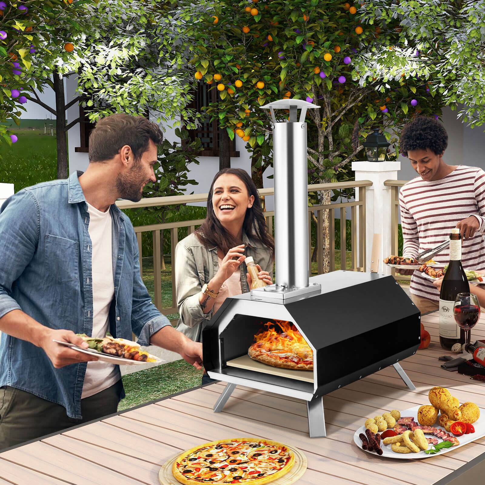 Alt View 1. Ecooso - Outdoor Multiple-Fuel Pizza Oven with Pizza Stone and Foldable Legs for Camping - Black.