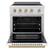 Angle. ZLINE - 30 in. Wide 4 Elements Autograph 4.2 cu. ft. Paramount Freestanding Induction Range with Bronze Accents with White Door - Matte White.