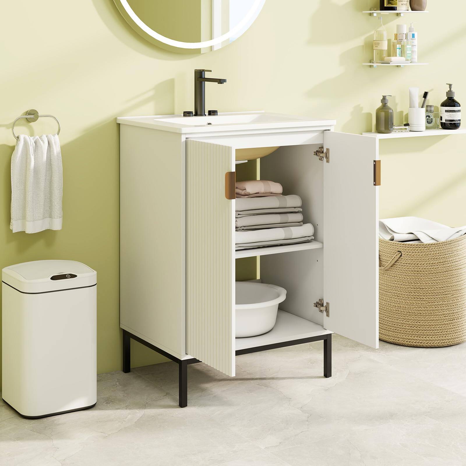 Alt View 7. Ecooso - 24 Inch Bathroom Vanity with Sink Combo and Adjustable Shelf - White.
