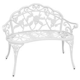 Sunnydaze - 2-Person Classic Rose Cast Aluminum Outdoor Garden Bench - White