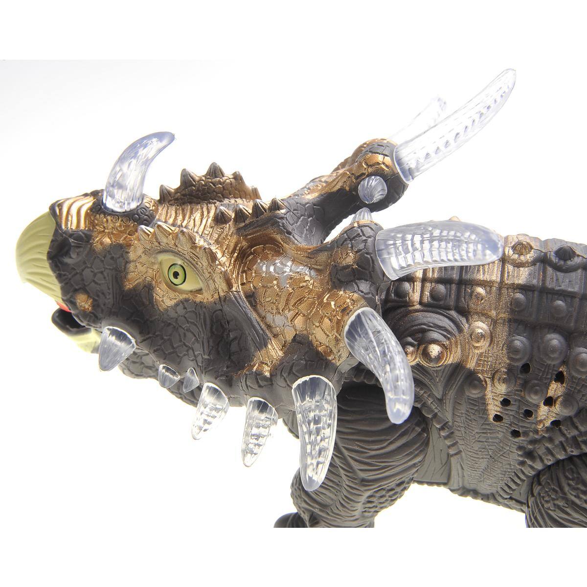Left. JuzToys - Walking Triceratops Dinosaur Toy With Lights And Sounds, Gray - Gray.