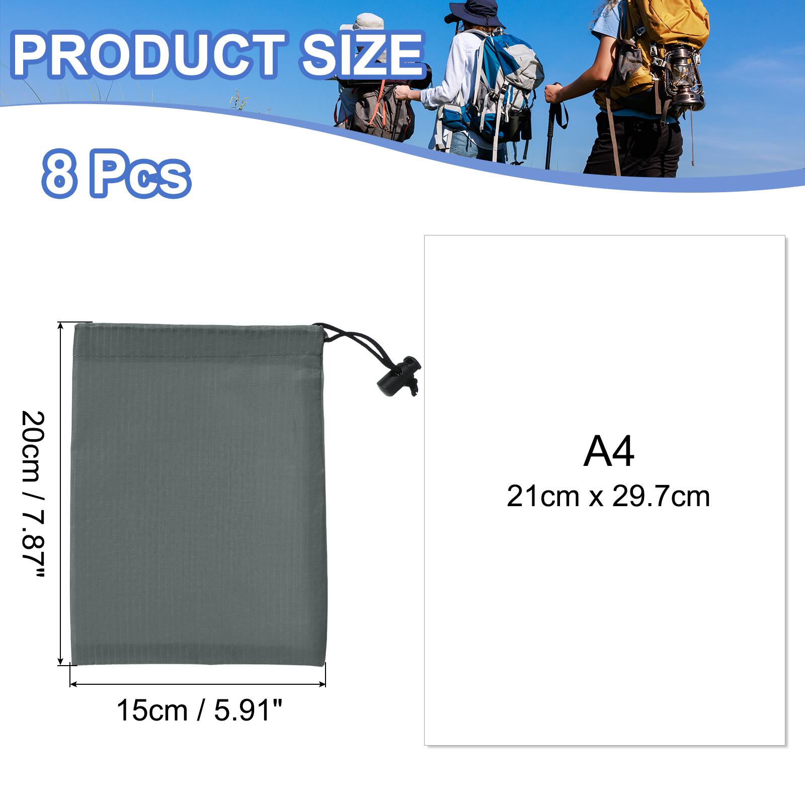 PRODUCT SIZE  
8 Pcs  
20cm / 7.87"  
15cm / 5.91"  
A4  
21cm x 29.7cm