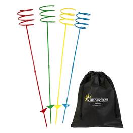 Sunnydaze - 32 in Steel Outdoor Drink Holder Stakes - Set of 4 - Rainbow