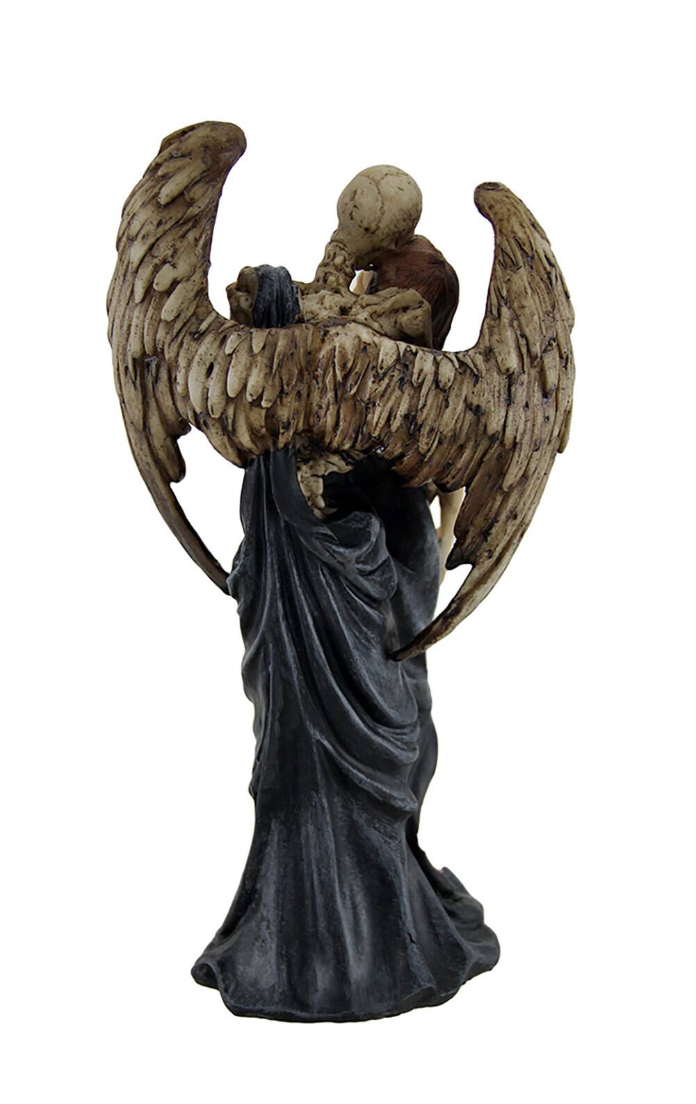 Alt View 2. Zeckos - Kiss of Death Gothic Skeleton Angel Statue - Black.
