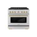 ZLINE - 36 in. Wide 6 Burner 5.2 cu. ft. Autograph Paramount Dual Fuel Freestanding Range with Champagne Bronze Accents - Stainless Steel