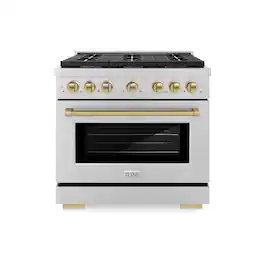 ZLINE - Autograph 36" Paramount Dual Fuel Range w/ 6 Burners & Champagne Bronze Accents (SDRZ-36-CB) - Stainless Steel