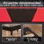 PU Leather Upholstered Bed Sturdy Plastic Bed Feet No Squeaking or Creaking