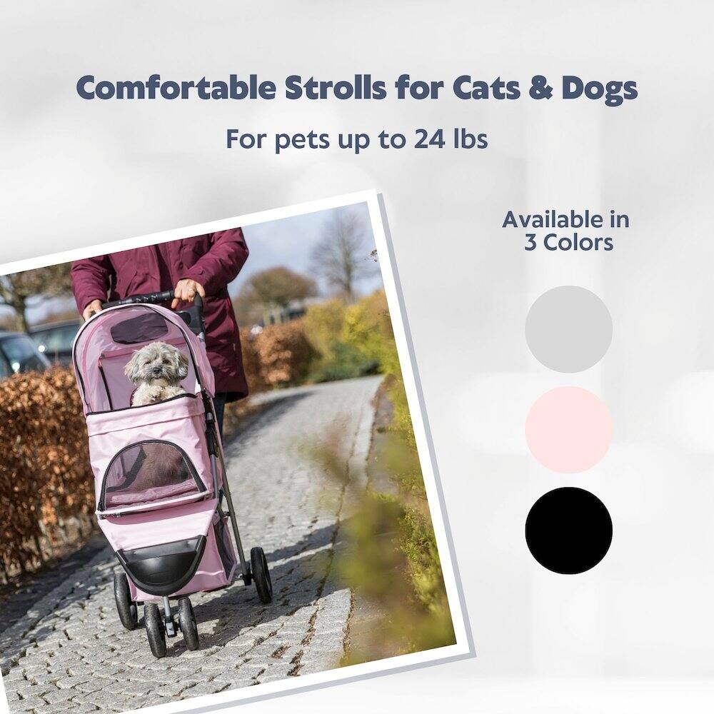 Comfortable Strolls for Cats & Dogs  
For pets up to 24 lbs  
Available in 3 Colors