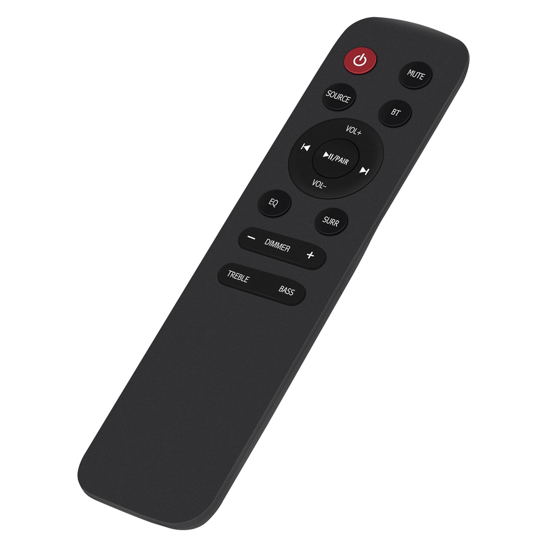 SOURCE  
VOL+  
MUTE  
BT  
EQ  
VOL-  
SURR  
BASS  
TREBLE  
DIMMER  
PAIR