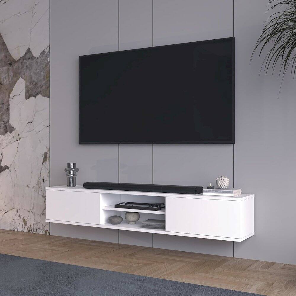Alt View 3. Atelier Mobili - Floating TV Stand for 75 Inch TVs, Modern Entertainment Center - Brown.