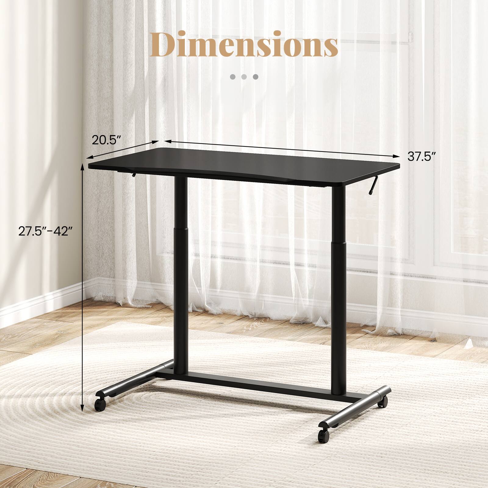 Dimensions: 20.5" x 37.5" x 27.5"-42"