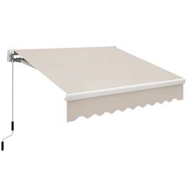 Outsunny - 8' x 7' Patio Retractable Awning, Manual Exterior Sun Shade Deck Window Cover - Beige