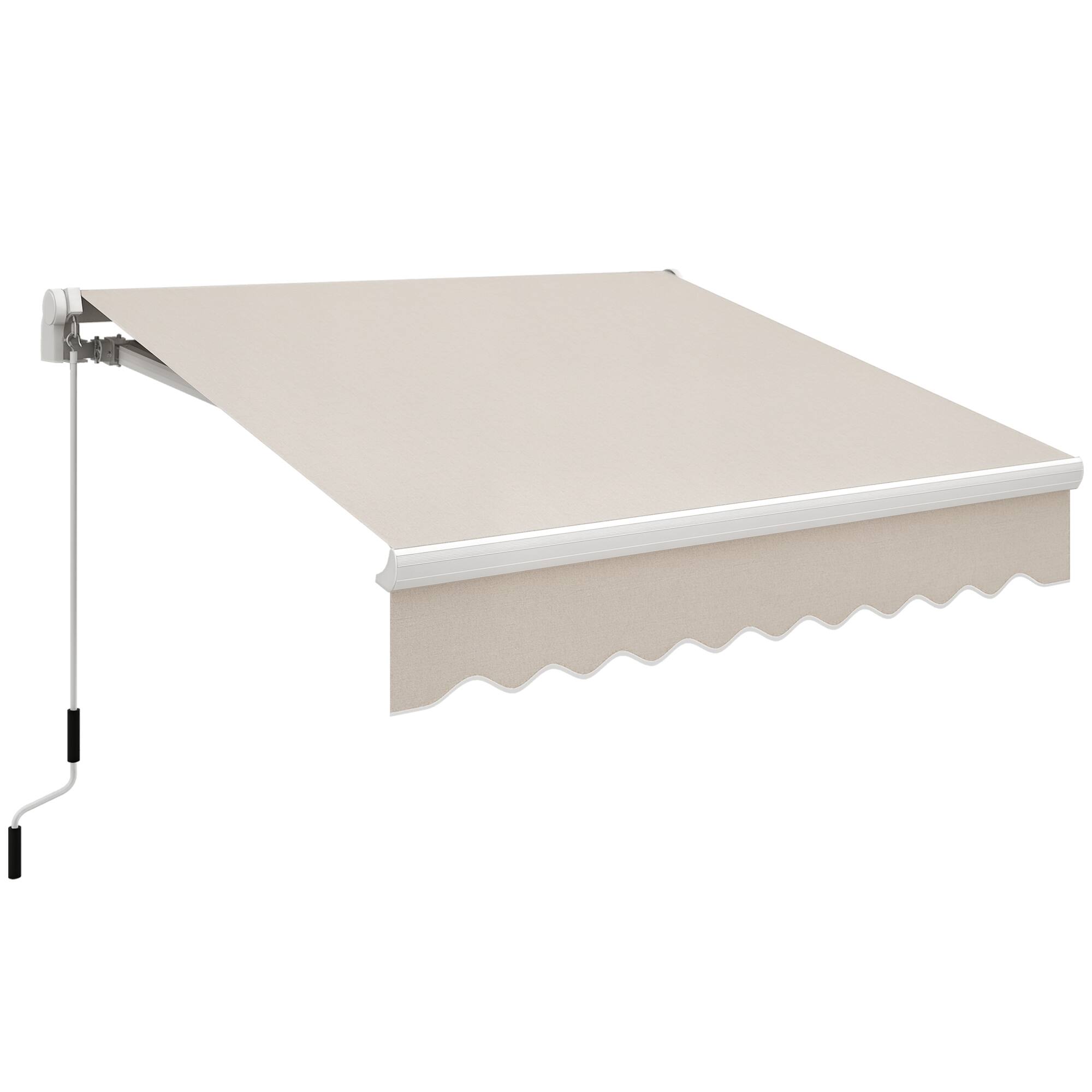 Front. Outsunny - 8' x 7' Patio Retractable Awning, Manual Exterior Sun Shade Deck Window Cover - Beige.