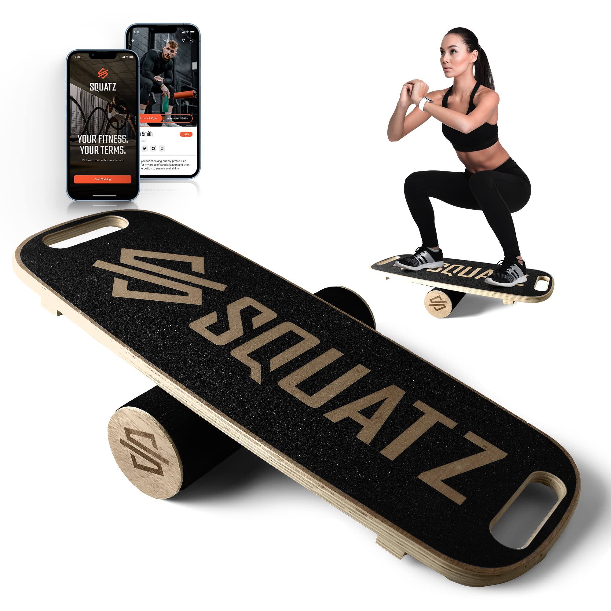 SereneLife - SQUATZ Wooden Balance Board – Anti-Fatigue Mat with Ergonomic Design for Standing Desk - Black