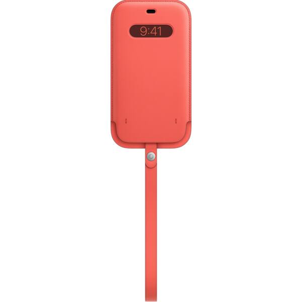 Alt View 2. Apple - Apple iPhone 12 and 12 Pro Leather Sleeve with MagSafe - Pink Citrus - Brown.