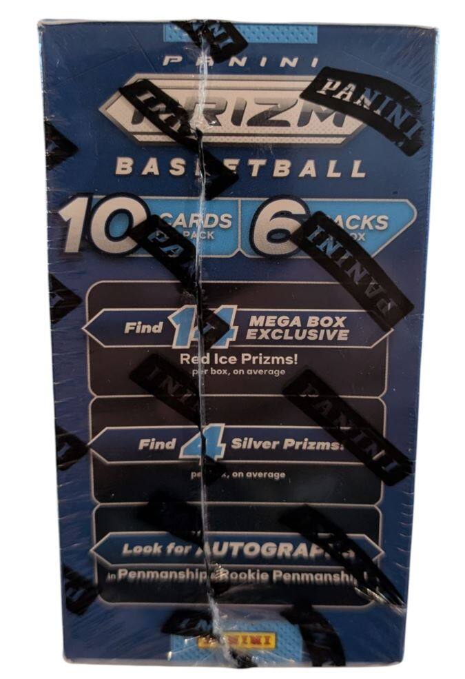 PANINI  
PRIZM  
BASKETBALL  

10 CARDS  
6 PACKS  

MEGA BOX EXCLUSIVE  

Find 17 Red Ice Prizms!  
per box, on average  

Find 4 Silver Prizms  
per box, on average  

Look for AUTOGRAPHS  
in Penmanship Rookie Penmanship