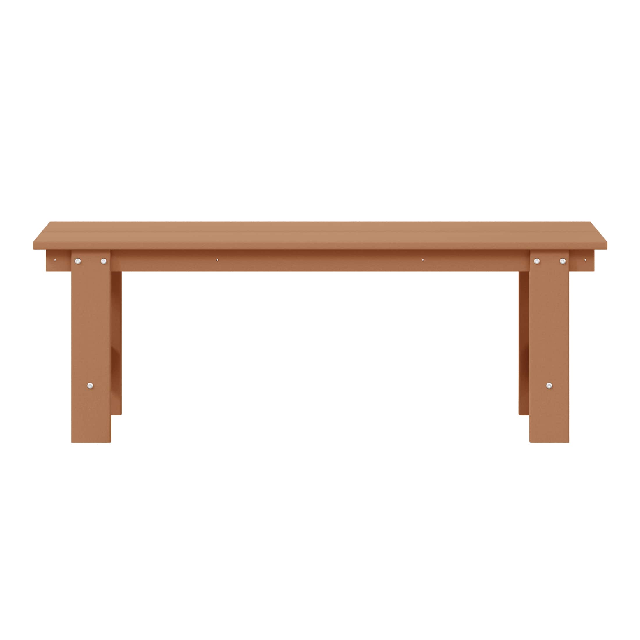 WestinTrends - Ashore Outdoor HDPE 48" Modern Backless Patio Bench - Teak
