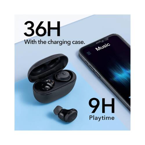 36H  
With the charging case.  

Music  

9H  
Playtime