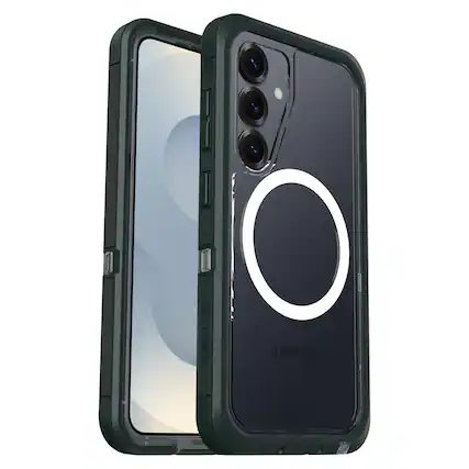 Front. OtterBox - Defender Series Pro XT Hard Shell with Magnets for Samsung Galaxy S25 - Sagebrush Green.