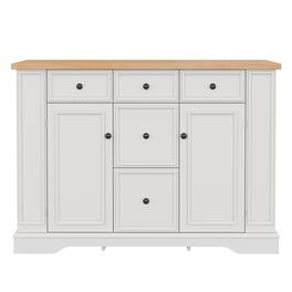 Forest'nSky - Sideboard Buffet Cabinet with Storage,5 Drawers, 2 Cabinets, Adjustable Shelves for Dining Room - White