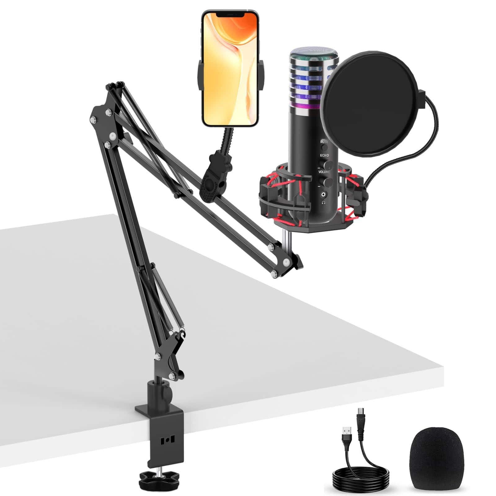 METALTON - Condenser Microphone For Pc Ps4 Ps5 Streaming Singing Podcast Studio Computer Cardioid Gaming Mic Kit - Default