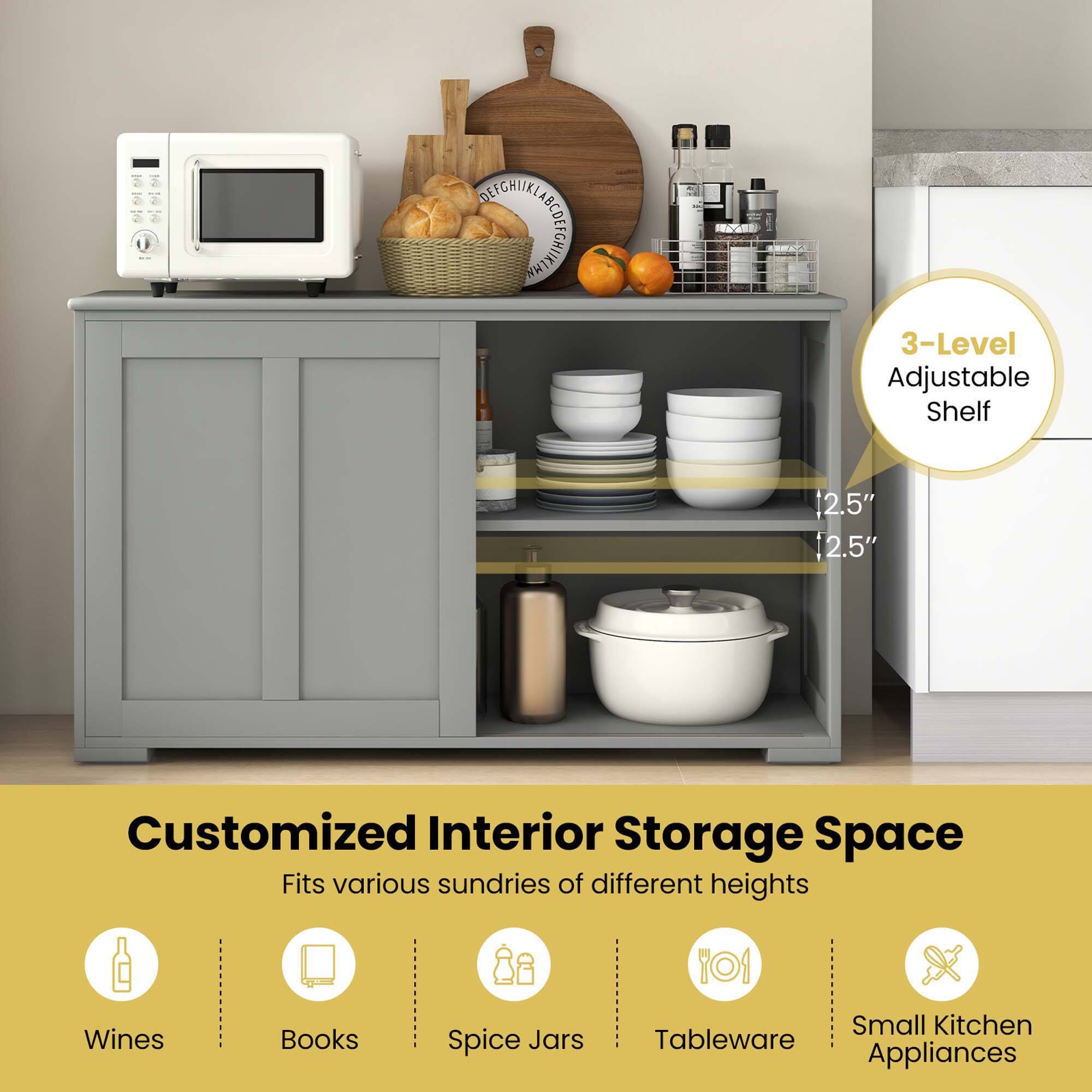 Customized Interior Storage Space: 3-Level Adjustable Shelf 2.5" 12.5" Fits various sundries of different heights Wines, Books, Spice Jars, Small Kitchen Tableware, Appliances.
