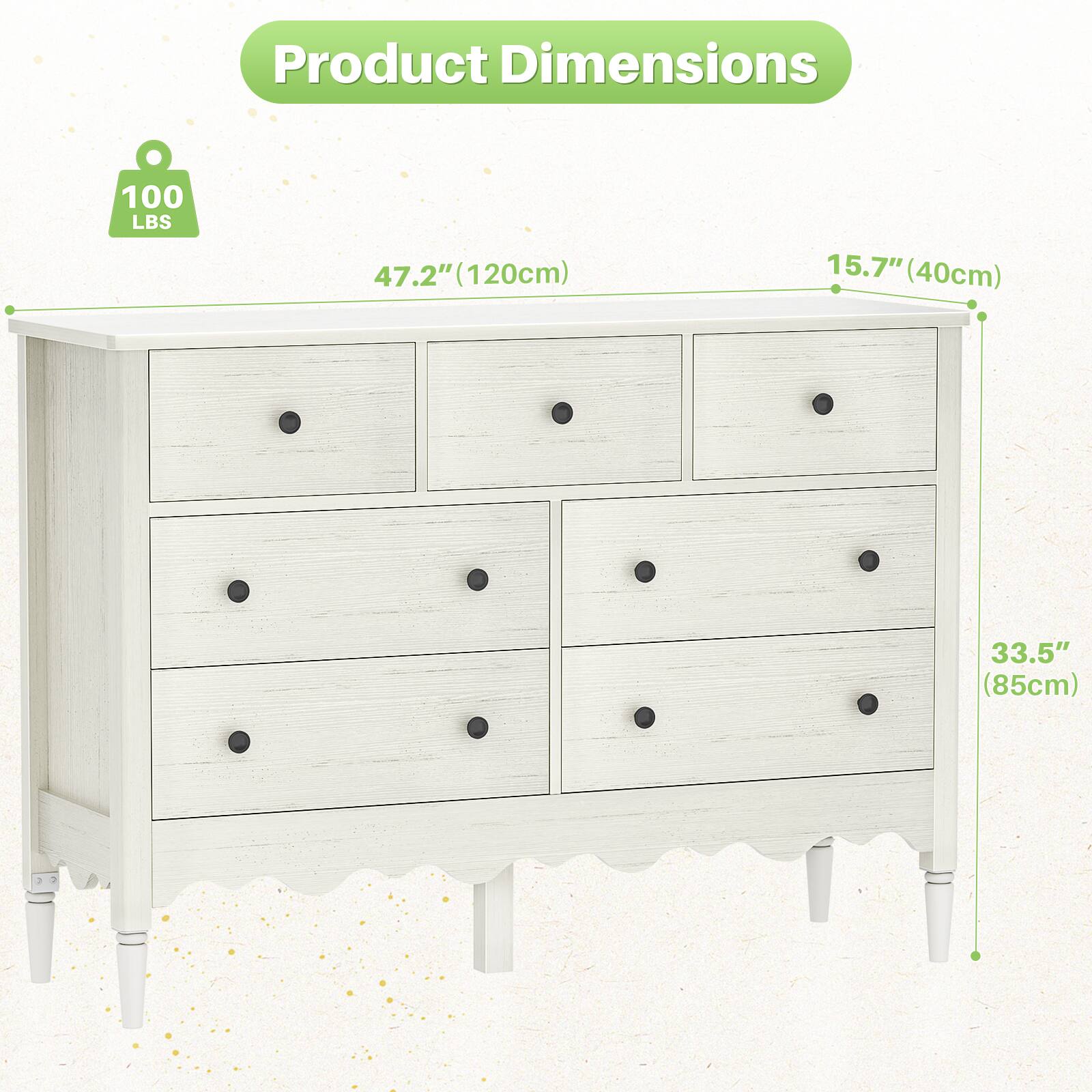 Product Dimensions: 100 LBS, 47.2" (120cm), 15.7" (40cm), 33.5" (85cm)