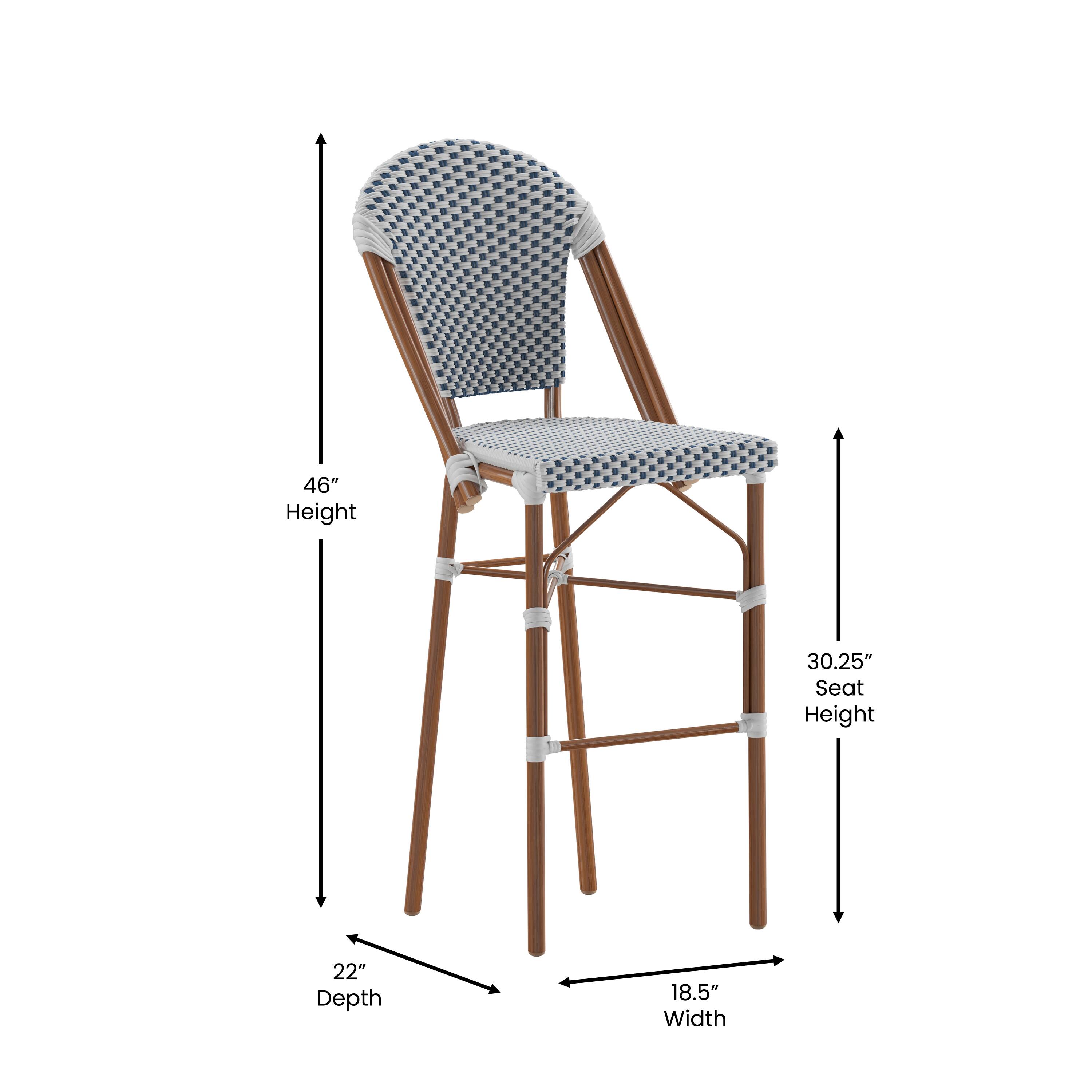 46" Height  
30.25" Seat Height  
22" Depth  
18.5" Width