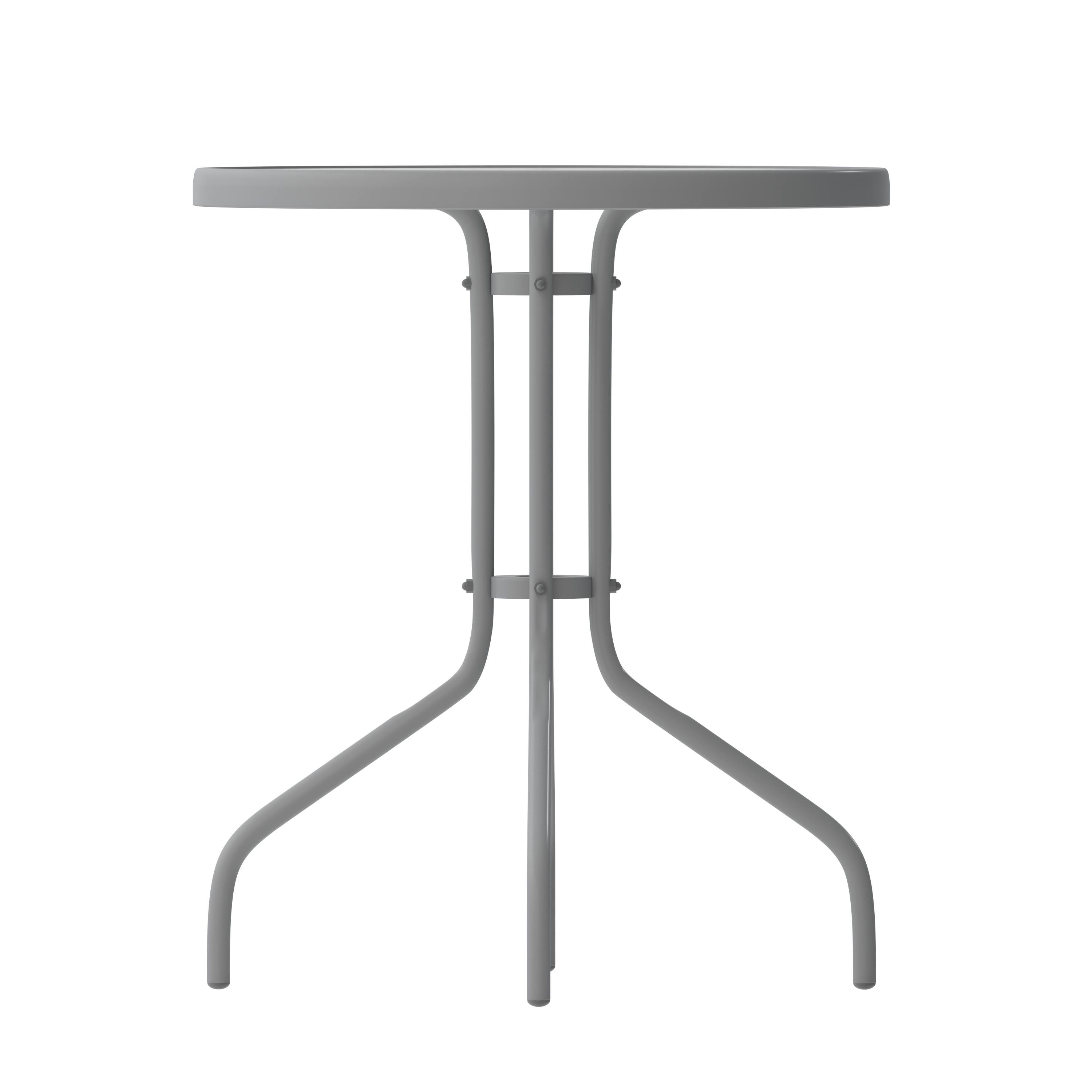 Left. Flash Furniture - Bellamy 23.75'' Silver Round Tempered Glass Metal Table - Gray.