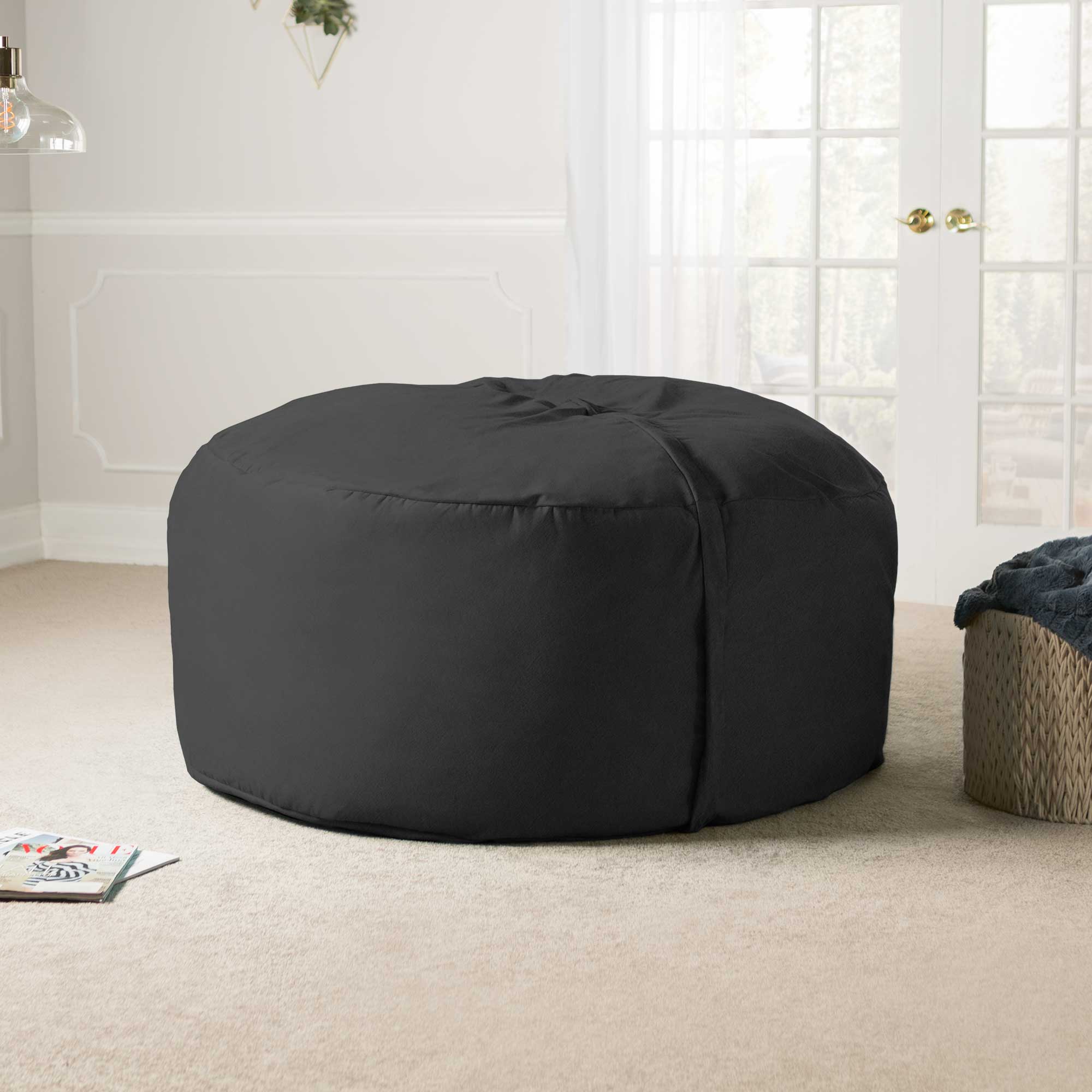 Alt View 4. Jaxx - Jaxx Saxx 5 Foot Large Bean Bag w/ Removable Cover, Black - Black.