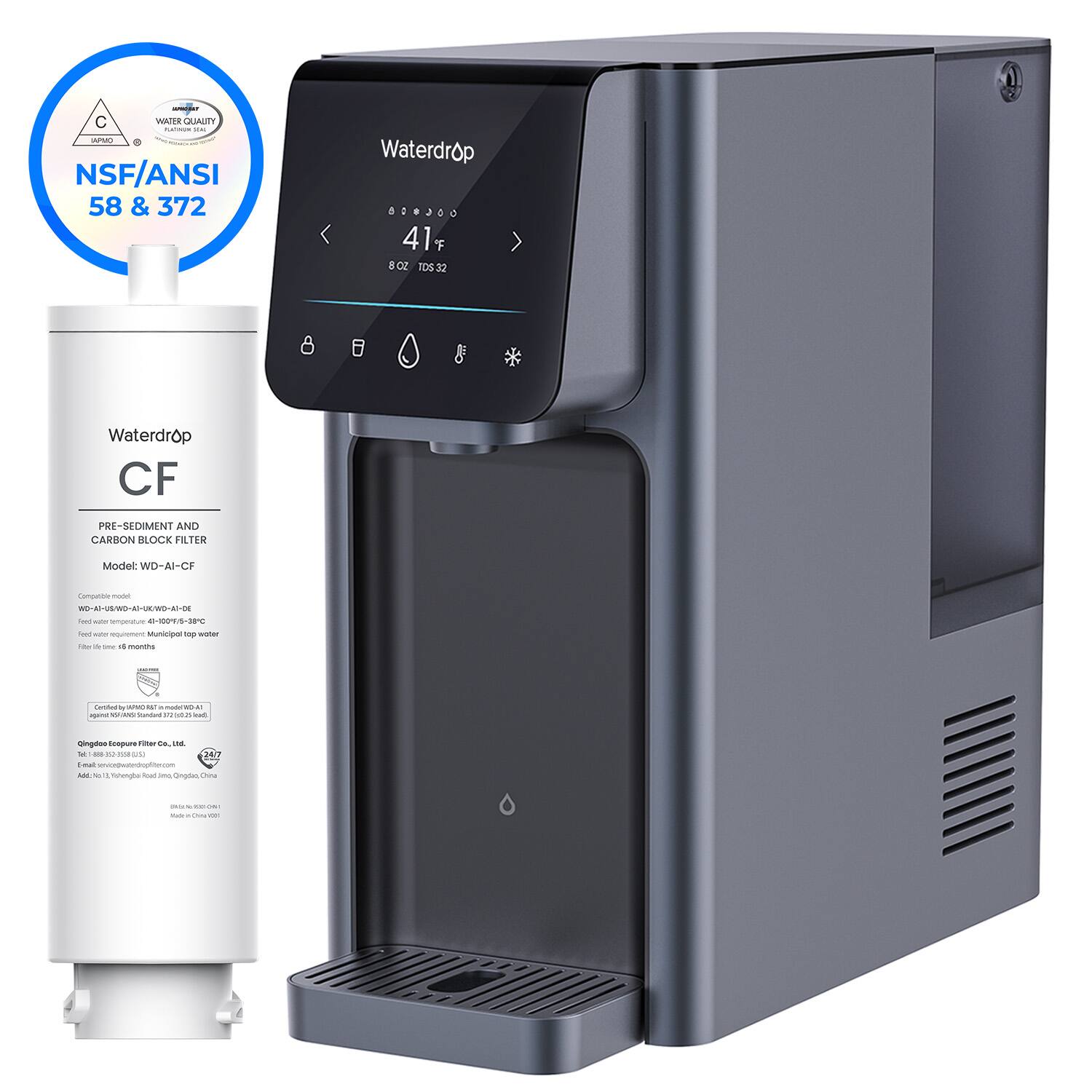Waterdrop - A1 Countertop RO System Extra A1-CF Water Filter - Black