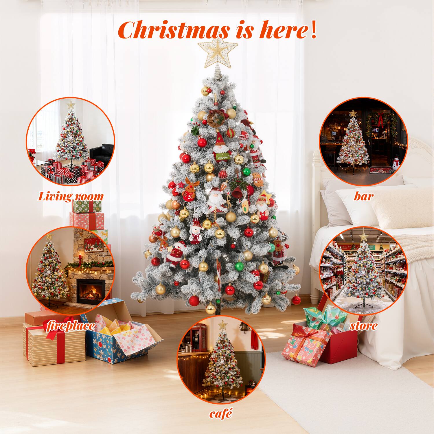 Christmas is here!

Living room  
bar  
fireplace  
store  
café